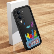 HONTINGA Vivo Y04 ile Uyumlu Kılıfı Düşüme Önleyici Basitlik Anti Düşme Kamera Korumali Şirin Kedi Oyun Siyah Desen Yumuşak Silikon Telefon Kılıfı Kadın ve Erkek Için Uygundur K2-0079