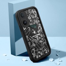 HONTINGA Vıvo V60 ile Uyumlu Kılıfı Düşüme Önleyici Basitlik Anti Düşme Kamera Korumali Şirin Kedi Astronot Siyah Desen Yumuşak Silikon Telefon Kılıfı Kadın ve Erkek Için Uygundur K2-0153