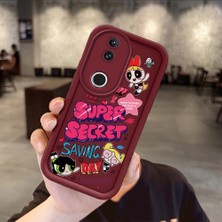 HONTINGA Vivo V50 ile Uyumlu Kılıfı Düşüme Önleyici Basitlik Anti Düşme Kamera Korumali Anime Bordo Desen Yumuşak Silikon Telefon Kılıfı Kadın ve Erkek Için Uygundur K2-7059