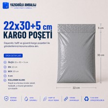 22X30+5 Cepli Kargo Poşet - 1.000 Adet - Dışı Gri Içi Siyah / Iç Göstermez