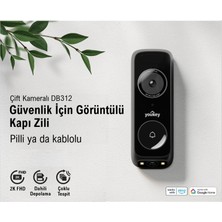 Youkey DB312 | 3mp+2mp Çift Kameralı Akıllı Kapı Zili | 2k + 1k Görüntü | Wi‑fi 6 | Çift Yönlü Ses | 6400 Mah Batarya | Hdr | Kablosuz / Kablolu Kullanım
