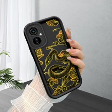 HONTINGA Tecno Camon 19 Neo ile Uyumlu Kılıfı Düşüme Önleyici Basitlik Anti Düşme Kamera Korumali Yılan Siyah Desen Yumuşak Silikon Telefon Kılıfı Kadın ve Erkek Için Uygundur K2-0150
