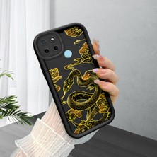 HONTINGA Realme C21Y ile Uyumlu Kılıfı Düşüme Önleyici Basitlik Anti Düşme Kamera Korumali Yılan Siyah Desen Yumuşak Silikon Telefon Kılıfı Kadın ve Erkek Için Uygundur K2-0150