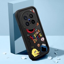 HONTINGA Vivo X200 Pro ile Uyumlu Kılıfı Düşüme Önleyici Basitlik Anti Düşme Kamera Korumali Şirin Kedi Susam Sokağı Siyah Desen Yumuşak Silikon Telefon Kılıfı Kadın ve Erkek Için Uygundur K2-0156