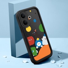 HONTINGA Vıvo V60 Lite ile Uyumlu Kılıfı Düşüme Önleyici Basitlik Anti Düşme Kamera Korumali Şirin Kedi Oyun Siyah Desen Yumuşak Silikon Telefon Kılıfı Kadın ve Erkek Için Uygundur K2-0079