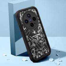 HONTINGA Vivo X300 ile Uyumlu Kılıfı Düşüme Önleyici Basitlik Anti Düşme Kamera Korumali Şirin Kedi Astronot Siyah Desen Yumuşak Silikon Telefon Kılıfı Kadın ve Erkek Için Uygundur K2-0153