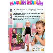 Farbu Oyuncak Kolej Ceketli Manken Bebek Seti - Gökkuşağı Eteklli Dondurma Aksesuarlı ve Evcil Hayvanlı Oyuncak Moda Bebeği