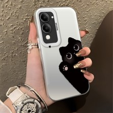 HONTINGA Vivo Y04 ile Uyumlu Kılıfı Silikon Kenar Sert Arka Düşüme Önleyici Basitlik Anti Düşme Kamera Korumali Kedi Desen Telefon Kılıfı Kadın ve Erkek Için Uygundur K1-0082