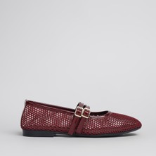 Shoe Lüks File Bordo Kadın Babet