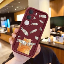 HONTINGA Vıvo Y31 5g  ile Uyumlu Kılıfı Düşüme Önleyici Basitlik Anti Düşme Kamera Korumali Köpekbalığı Bordo Desen Yumuşak Silikon Telefon Kılıfı Kadın ve Erkek Için Uygundur K2-7057