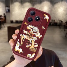 HONTINGA Realme C63 ile Uyumlu Kılıfı Düşüme Önleyici Basitlik Anti Düşme Kamera Korumali Anime Bordo Desen Yumuşak Silikon Telefon Kılıfı Kadın ve Erkek Için Uygundur K2-7055