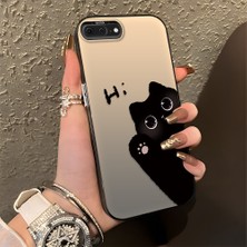 HONTINGA iPhone 7 Plus ile Uyumlu Kılıfı Silikon Kenar Sert Arka Düşüme Önleyici Basitlik Anti Düşme Kamera Korumali Kedi Desen Telefon Kılıfı Kadın ve Erkek Için Uygundur K1-0082