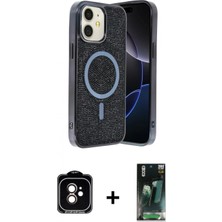 İlk El Grup Pilelistore™ iPhone 11 Kılıf Eksen Çizgi - Siyah 360 Mat Full Body Arka Koruyucu + Pvd Metal Kamera Lens - Tu