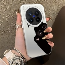 HONTINGA Vivo X300 Pro ile Uyumlu Kılıfı Silikon Kenar Sert Arka Düşüme Önleyici Basitlik Anti Düşme Kamera Korumali Kedi Desen Telefon Kılıfı Kadın ve Erkek Için Uygundur K1-0082