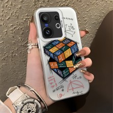 HONTINGA Vivo X200 Fe ile Uyumlu Kılıfı Silikon Kenar Sert Arka Düşüme Önleyici Basitlik Anti Düşme Kamera Korumali Küp Oyunu Desen Telefon Kılıfı Kadın ve Erkek Için Uygundur K1-0087
