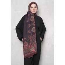 Bordo Ed Scarf Riseon Desen Floş Viskon Şal
