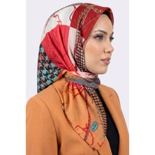 Hadiora Kadın Turuncu Soyut Desenli Dikişli Yazma