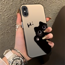 HONTINGA iPhone Xs Max ile Uyumlu Kılıfı Silikon Kenar Sert Arka Düşüme Önleyici Basitlik Anti Düşme Kamera Korumali Kedi Desen Telefon Kılıfı Kadın ve Erkek Için Uygundur K1-0082