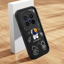 HONTINGA Vivo X200 Pro ile Uyumlu Kılıfı Düşüme Önleyici Basitlik Anti Düşme Kamera Korumali Şirin Kedi Astronot Siyah Desen Yumuşak Silikon Telefon Kılıfı Kadın ve Erkek Için Uygundur K2-0153