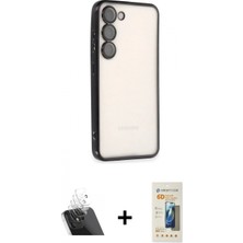Pileli Store Pilelistore™ Galaxy S23 Kılıf Vadi Minimal - Siyah 6d Mat Seramik Hayalet Nano Ekran Koruyucu + Kamera Lens Koruma Cam - Sf