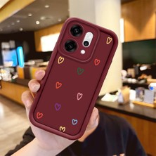 HONTINGA Oppo Reno 14 Pro 5g  ile Uyumlu Kılıfı Düşüme Önleyici Basitlik Anti Düşme Kamera Korumali Kiraz Bordo Desen Yumuşak Silikon Telefon Kılıfı Kadın ve Erkek Için Uygundur K2-7056