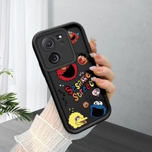 HONTINGA Xiaomi Mi 13T Pro ile Uyumlu Kılıfı Düşüme Önleyici Basitlik Anti Düşme Kamera Korumali Susam Sokağı Siyah Desen Yumuşak Silikon Telefon Kılıfı Kadın ve Erkek Için Uygundur K2-0156