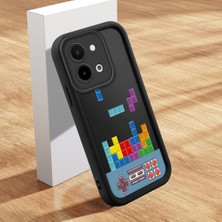 HONTINGA Vivo Y28 ile Uyumlu Kılıfı Düşüme Önleyici Basitlik Anti Düşme Kamera Korumali Şirin Kedi Oyun Siyah Desen Yumuşak Silikon Telefon Kılıfı Kadın ve Erkek Için Uygundur K2-0079