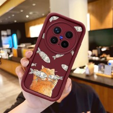 HONTINGA Vivo X300 Pro ile Uyumlu Kılıfı Düşüme Önleyici Basitlik Anti Düşme Kamera Korumali Köpekbalığı Bordo Desen Yumuşak Silikon Telefon Kılıfı Kadın ve Erkek Için Uygundur K2-7057