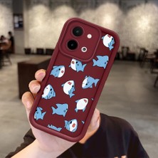 HONTINGA Vivo Y28 ile Uyumlu Kılıfı Düşüme Önleyici Basitlik Anti Düşme Kamera Korumali Köpekbalığı Bordo Desen Yumuşak Silikon Telefon Kılıfı Kadın ve Erkek Için Uygundur K2-7057