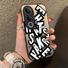 HONTINGA Vivo V50 Lite ile Uyumlu Kılıfı Silikon Kenar Sert Arka Düşüme Önleyici Basitlik Anti Düşme Kamera Korumali Yaratıcı Desen Telefon Kılıfı Kadın ve Erkek Için Uygundur K1-0086