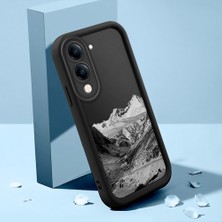 HONTINGA Vivo Y04 ile Uyumlu Kılıfı Düşüme Önleyici Basitlik Anti Düşme Kamera Korumali Şirin Kedi Dağ Siyah Desen Yumuşak Silikon Telefon Kılıfı Kadın ve Erkek Için Uygundur K2-0149