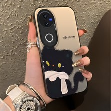 HONTINGA Vivo V50 ile Uyumlu Kılıfı Silikon Kenar Sert Arka Düşüme Önleyici Basitlik Anti Düşme Kamera Korumali Kedi Desen Telefon Kılıfı Kadın ve Erkek Için Uygundur K1-0081