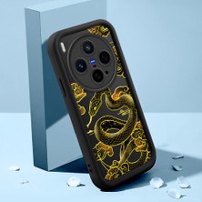 HONTINGA Vivo X300 ile Uyumlu Kılıfı Düşüme Önleyici Basitlik Anti Düşme Kamera Korumali Şirin Kedi Yılan Siyah Desen Yumuşak Silikon Telefon Kılıfı Kadın ve Erkek Için Uygundur K2-0150