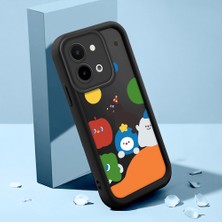 HONTINGA Vivo Y28 ile Uyumlu Kılıfı Düşüme Önleyici Basitlik Anti Düşme Kamera Korumali Şirin Kedi Oyun Siyah Desen Yumuşak Silikon Telefon Kılıfı Kadın ve Erkek Için Uygundur K2-0079