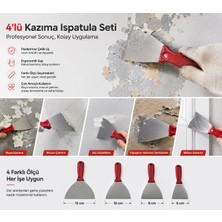 Veka Profesyonel Çelik Kazıma Ispatula Seti 4’lü (6-8-10-12 Cm) Duvar Boya Macun Kazıyıcı Spatula