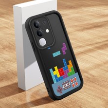 HONTINGA Vivo Y29 ile Uyumlu Kılıfı Düşüme Önleyici Basitlik Anti Düşme Kamera Korumali Şirin Kedi Oyun Siyah Desen Yumuşak Silikon Telefon Kılıfı Kadın ve Erkek Için Uygundur K2-0079