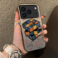 HONTINGA iPhone 17 Pro Max ile Uyumlu Kılıfı Silikon Kenar Sert Arka Düşüme Önleyici Basitlik Anti Düşme Kamera Korumali Küp Oyunu Desen Telefon Kılıfı Kadın ve Erkek Için Uygundur K1-0087
