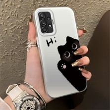 HONTINGA Samsung Galaxy A52S 5g ile Uyumlu Kılıfı Silikon Kenar Sert Arka Düşüme Önleyici Basitlik Anti Düşme Kamera Korumali Kedi Desen Telefon Kılıfı Kadın ve Erkek Için Uygundur K1-0082