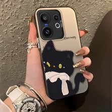 HONTINGA Vivo X200 Fe ile Uyumlu Kılıfı Silikon Kenar Sert Arka Düşüme Önleyici Basitlik Anti Düşme Kamera Korumali Kedi Desen Telefon Kılıfı Kadın ve Erkek Için Uygundur K1-0081