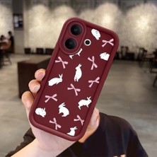 HONTINGA Vıvo V60 Lite  ile Uyumlu Kılıfı Düşüme Önleyici Basitlik Anti Düşme Kamera Korumali Tavşan Bordo Desen Yumuşak Silikon Telefon Kılıfı Kadın ve Erkek Için Uygundur K2-7058