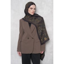 Yeşil Ed Scarf Riseon Desen Floş Viskon Şal