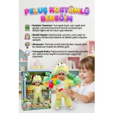 Farbu Oyuncak Mulisha Pelüş Kostümlü Şirin Bebek - 30 cm Renkli Saçlı Balon Aksesuarlı Canavar Tulumlu Oyuncak Bebek