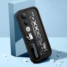 HONTINGA Vivo V50 Lite ile Uyumlu Kılıfı Düşüme Önleyici Basitlik Anti Düşme Kamera Korumali Şirin Kedi Yaratıcı Siyah Desen Yumuşak Silikon Telefon Kılıfı Kadın ve Erkek Için Uygundur K2-0154