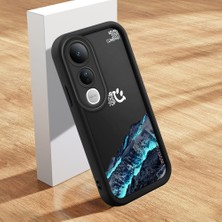 HONTINGA Vivo V50 Lite ile Uyumlu Kılıfı Düşüme Önleyici Basitlik Anti Düşme Kamera Korumali Şirin Kedi Dağ Siyah Desen Yumuşak Silikon Telefon Kılıfı Kadın ve Erkek Için Uygundur K2-0149