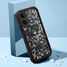 HONTINGA Vıvo V60 Lite ile Uyumlu Kılıfı Düşüme Önleyici Basitlik Anti Düşme Kamera Korumali Şirin Kedi Astronot Siyah Desen Yumuşak Silikon Telefon Kılıfı Kadın ve Erkek Için Uygundur K2-0153