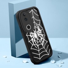 HONTINGA Vivo V50 ile Uyumlu Kılıfı Düşüme Önleyici Basitlik Anti Düşme Kamera Korumali Şirin Kedi Örümcek Siyah Desen Yumuşak Silikon Telefon Kılıfı Kadın ve Erkek Için Uygundur K2-0155