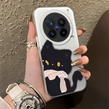 HONTINGA Vivo X200 Pro ile Uyumlu Kılıfı Silikon Kenar Sert Arka Düşüme Önleyici Basitlik Anti Düşme Kamera Korumali Kedi Desen Telefon Kılıfı Kadın ve Erkek Için Uygundur K1-0081