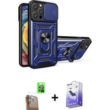 İlk El Grup Pilelistore™ iPhone 16 Pro Max Kılıf Ahenk Klasik - Siyah Bilvis 5in1 5d Magic Hayalet Cam Ekran Koruyucu + Raze Metal Kamera Lens - Cltm