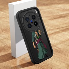 HONTINGA Vivo X200 Pro ile Uyumlu Kılıfı Düşüme Önleyici Basitlik Anti Düşme Kamera Korumali Şirin Kedi Anime Siyah Desen Yumuşak Silikon Telefon Kılıfı Kadın ve Erkek Için Uygundur K2-0157