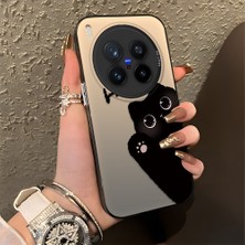 HONTINGA Vivo X300 Pro ile Uyumlu Kılıfı Silikon Kenar Sert Arka Düşüme Önleyici Basitlik Anti Düşme Kamera Korumali Kedi Desen Telefon Kılıfı Kadın ve Erkek Için Uygundur K1-0082